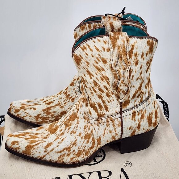MYRA BAG Cowdie Hair On Hide Shortie Cowboy Boots 7-10 NWT - Picture 6 of 15